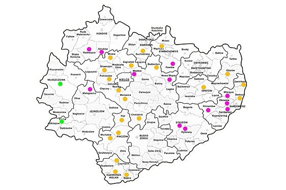 Mapa gmin biorących udział w trzech edycjach PRB