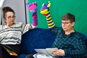 Na zdjęciu Bibliuś i Woluminka.