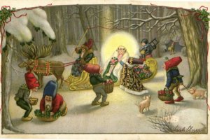 zimowe zabawy dzieci, śnieg, śpiew i sanki