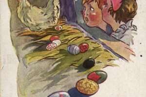 dziecko, kurczak i jajka