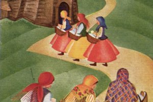 duża grupa ludzi w drodze do kościoła