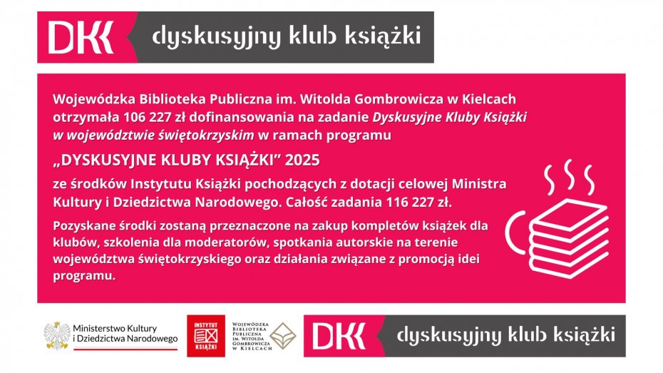 Link. Świętokrzyskie DKK otrzymało dotację, więcej informacji w artykule.